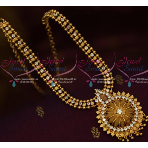 NL12754W Beads Design White AD Stones Daily Wear Short Necklace South Indian Jewellery Shop Online