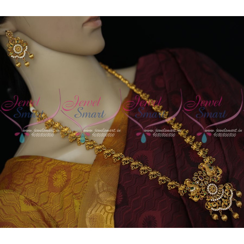 NL12660 Antique Jewellery Matte Tone Gold Finish Haram AD Multi Colour Stones Latest Designs Online