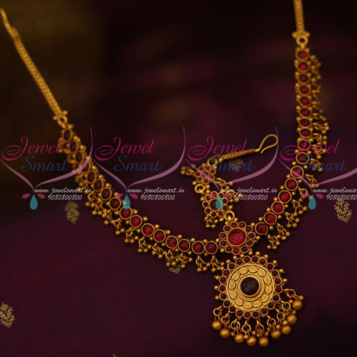 T12745R Kemp Round Red Stones Traditional Jewellery Damini Mathapatti Bridal Shop Online