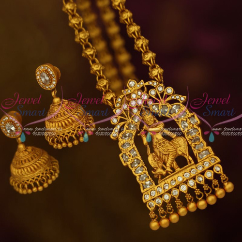 CS12788W Lord Gopal Krishna Temple AD White Matte Finish Jewelry Hand Setting Collections Online