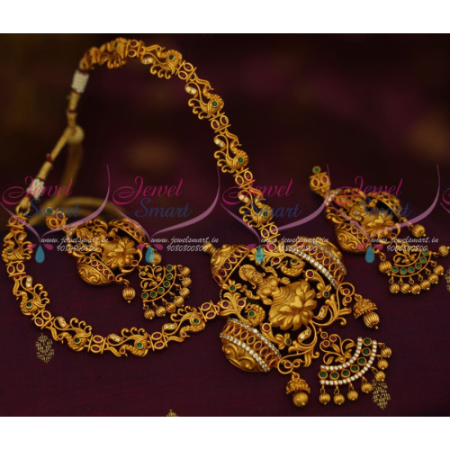 NL12642S Temple Jewellery Matte Copper Tone Gold Finish AD Multi Colour Stones Latest Designs Online