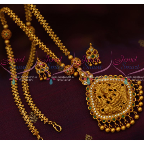 CS12752RG Temple Jewellery Chain Pendant Semi Precious Ruby Emerald Hand Setting Matte Gold Plated Shop Online