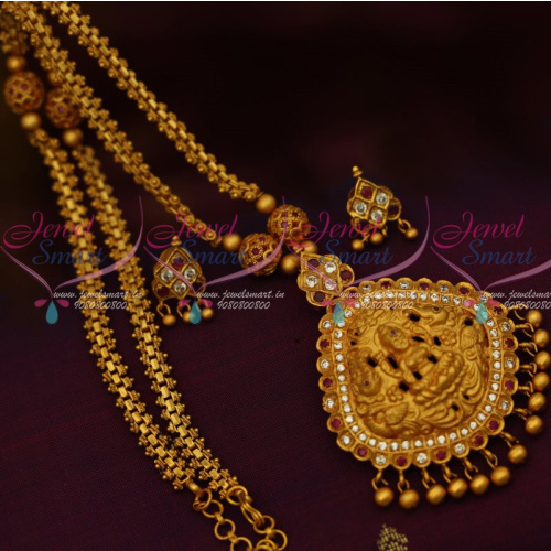 CS12752R Temple Jewellery Chain Pendant Semi Precious Ruby Hand Setting Matte Gold Plated Shop Online