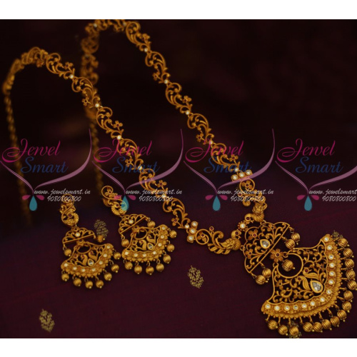 NL12917R Antique Gold Plated Jewellery Matte Haram Ruby White Stones New Floral Designs Online
