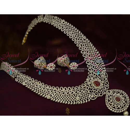 NL12914 Diamond Jewellery Finish Imitation Haram Broad Two Tone Gold Silver Plated Grand Bridal Ornaments