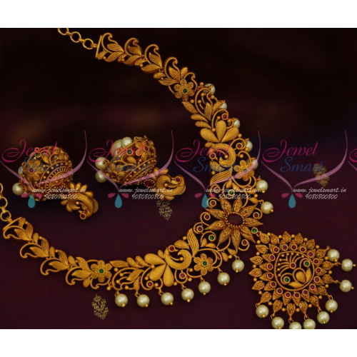 NL12928 Fashion Jewellery Matte Gold Finish Broad Floral Design Imitation Ornaments Shop Online