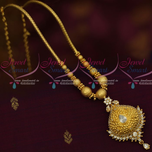 NL13012W Beads Mala Roll Kodi Chain Fancy AD White Stones Pendant Elegant Stylish Jewellery
