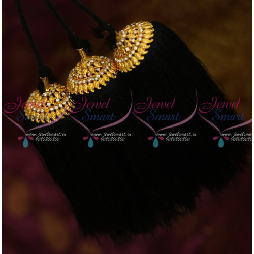 H12971 White Stones Mango Design Hair Kuppulu Jada Kunjalam Traditional Hair Jewellery Shop Online