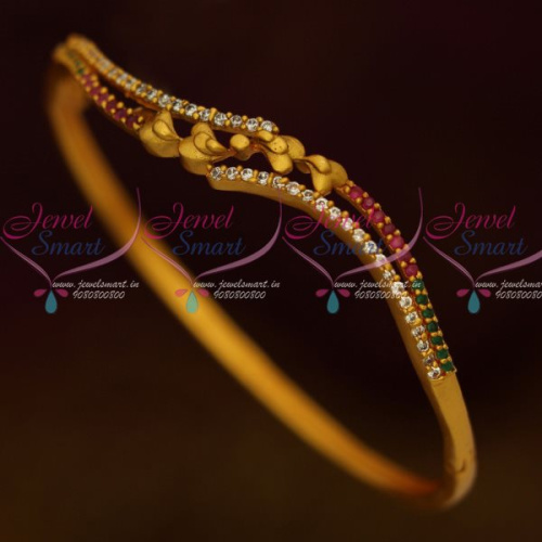 B12952 Antique Matte Finish Stylish Fashion Jewellery Bracelets Ruby Emerald Stones Online