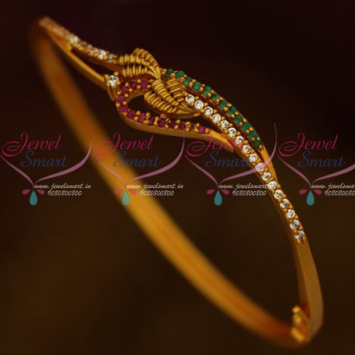 B12954 Thin Matte Finish Stylish Fashion Jewellery Bracelets Ruby Emerald Stones Online