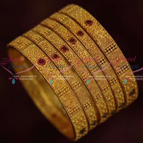 B12879 One Gram Gold Reddish Plated Jewellery Flat Enamel Forming Latest Designs Online