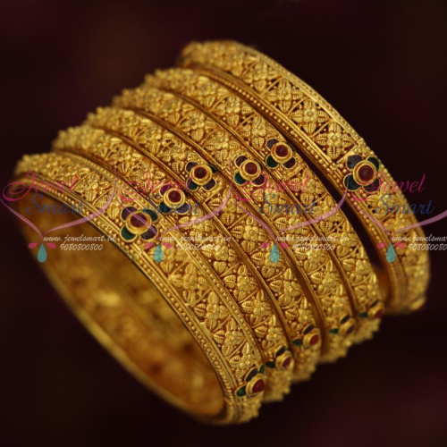 B12881 One Gram Gold Reddish Plated Jewellery Floral Design Latest Designs Online