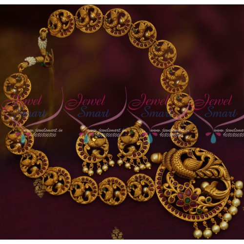 NL13033 Round Peacock Design Ruby Emerald Jewellery Exclusive Gold Finish Antique Jewellery Shop Online