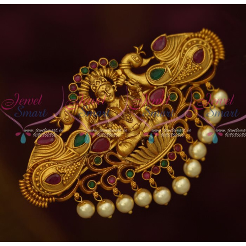 H12926RG Temple Jewellery Matte Gold Plated Hair Clip Red Green Intricate Finish Ornaments Online