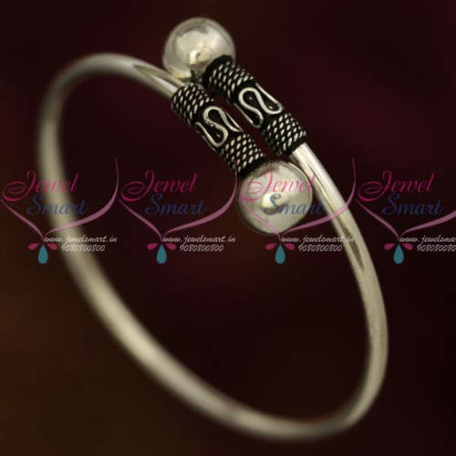 B13205 92.5 Silver Jewellery Oxidised Finish Floral Open Kada Bracelets Buy Online