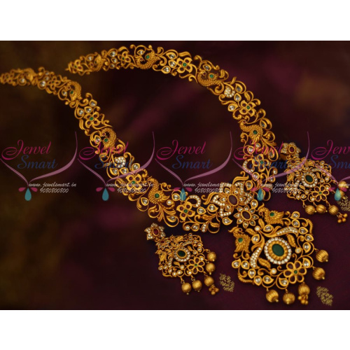 NL13312 Medium Haram Matte Finish Gold Plated Jewellery AD Semi Precious Stones Shop Online