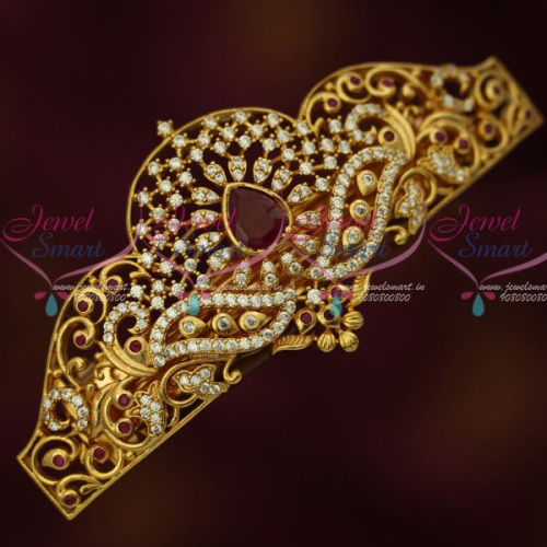 H13142R AD Gold Plated Fashion Jewellery Centre Hair Clip Women's Ruby White Accessory Buy Online