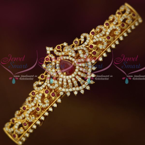 H13145R American Diamond Gold Covering Hair Clip Ruby White Stones Imitation Matching Jewelry Buy Online