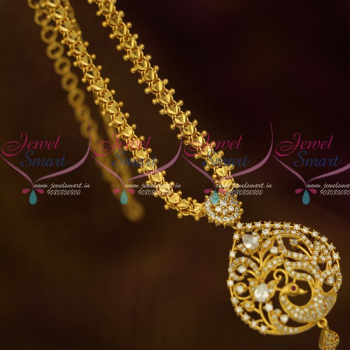 CS13222W AD White Peacock Pendant Heart Design Chain Casual Wear Gold Plated Jewellery Shop Online