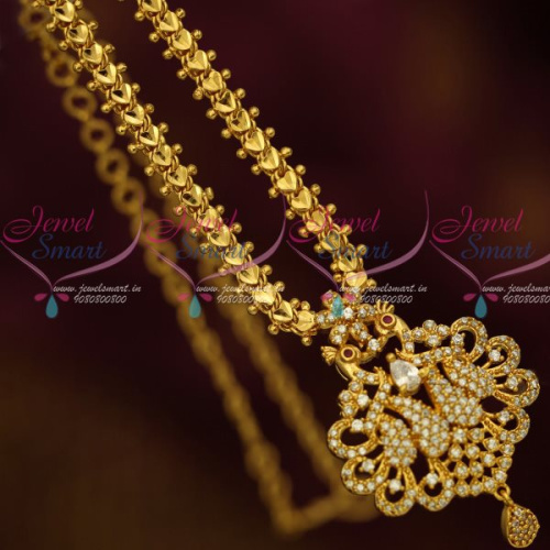CS13225W Daily Wear Jewellery Chain Pendant AD White Stones South Indian Designs Online