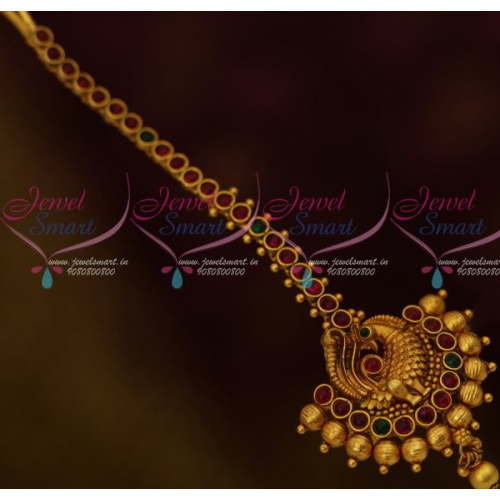 T12523 South Indian Jewellery Matte Finish Nethichutti Peacock Design Stylish Collections Online