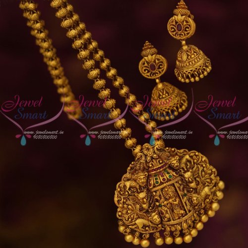CS13063 Lord Krishna Design Antique Temple Jewellery Nagas Chain Pendant Jhumka Sets Shop Online