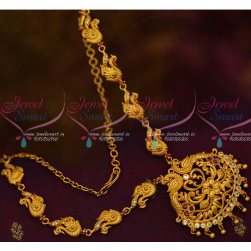 NL13284RW South Indian Jewellery Matte Gold Covering Finish Fancy Ruby White Stones Online
