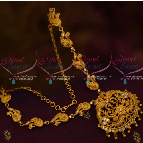 NL13284W South Indian Jewellery Matte Gold Covering Finish Fancy White Stones Online