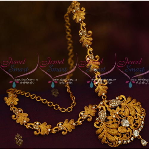 NL13294W Stylish Matte Jewellery Set Peacock Necklace Low Price AD White Stones Shop Online