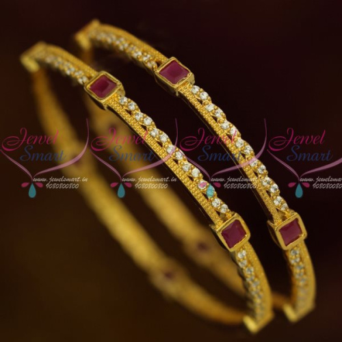 B13323 Ruby Elegant Design Thin Semi Precious Stones Jewellery Bangles Shop Online