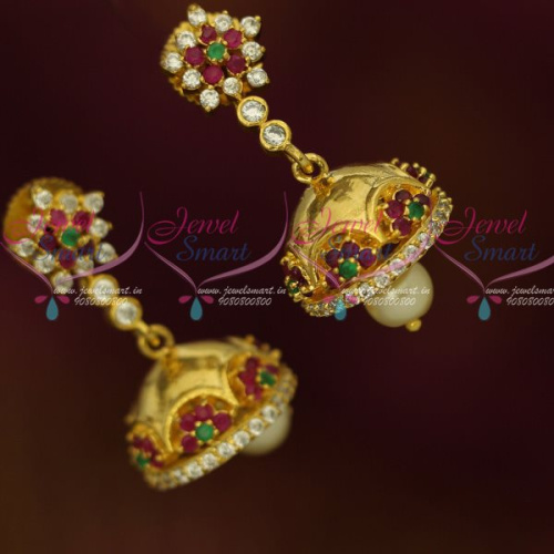 J13200M Small Size Ruby Emerald Jhumka Earrings Kids Womens Jewellery shop Online