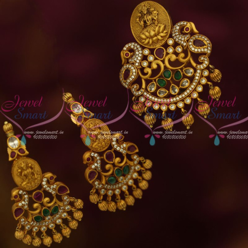 PS13084 American Diamond Temple Jewellery Fusion Matte Gold Plated Antique Traditional Designs