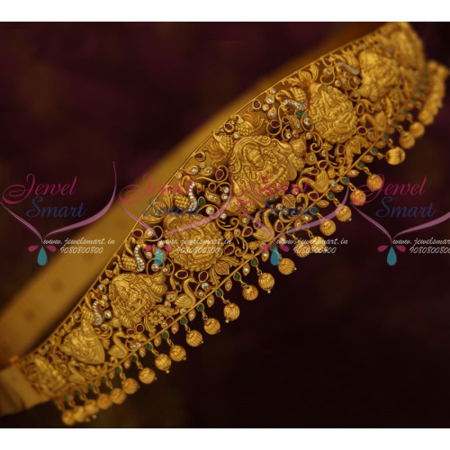 H13077 Temple Jewellery Nagas Vaddanam Matte Gold Finish AD Semi Precious Premium Finish Bridal Designs