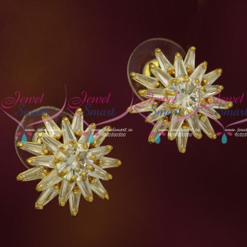ER13490 AD White Stones Sparkling Ear Studs Latest Jewelry Designs Online
