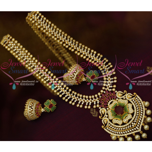 NL13525M AD Spakling Stones Fashion Jewelry Haram Jhumka Latest Imitation Designs Online