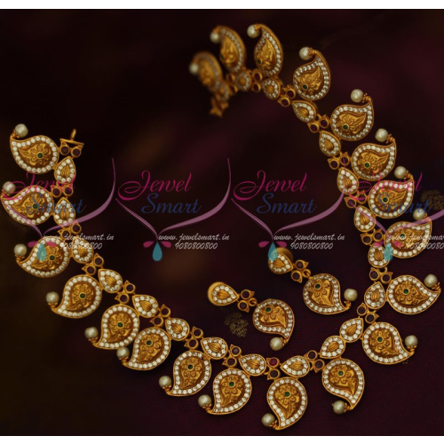 NL13450 Floral Engraved Mango Mala AD Multi Colour Premium Jewelry Designs Online