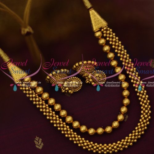 NL13519 Antique Jewelry Jalimala 2 Layer Beaded Jewelry Jhumka Earrings Latest Fashion Online