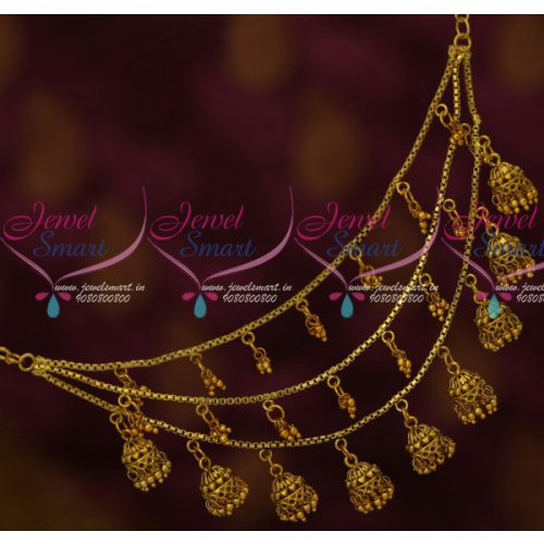 ER13601 3 Layer Chain Jhumka Drops Antique Mattal Latest Jewelry Designs Online