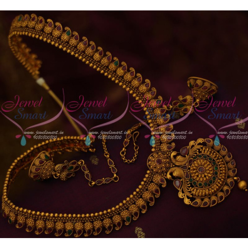 NL13383 South Indian Mango Haram Mattal Jhumka Antique Matte Jewellery Shop Online