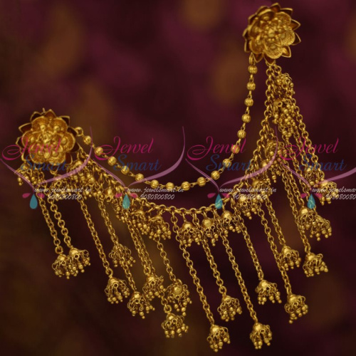 EC13393 Devasena Earrings Maatil Jhumka Jada U Pin Connector Bahubaali Movie Style Jewelry