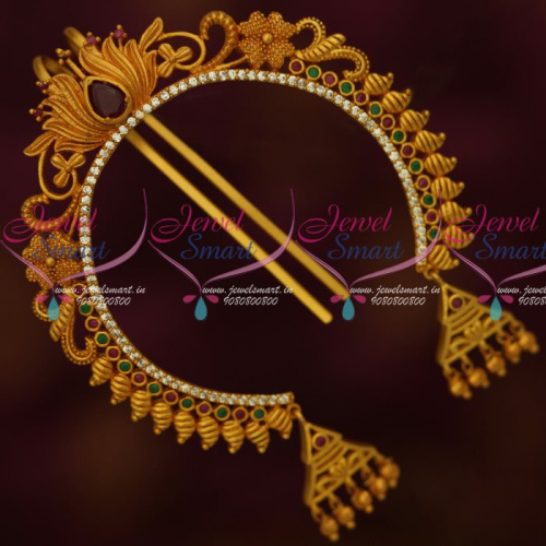 H13485 Lotus Design Matte Antique Gold Plated Hair Jewelry Rakodi Jadabilla Bridal Shop Online