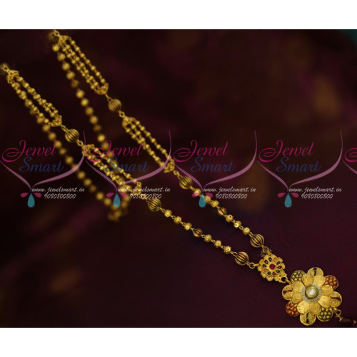 NL12238 Latest Gold Design Beads Mala Forming Intricate Enamel Work Jewellery Shop Online