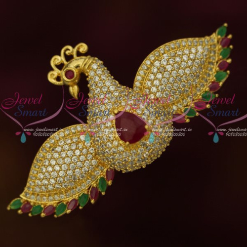 H13391 Flying Peacock Jewellery AD Stones Small Size Hair Clip Latest Imitation Buy Online