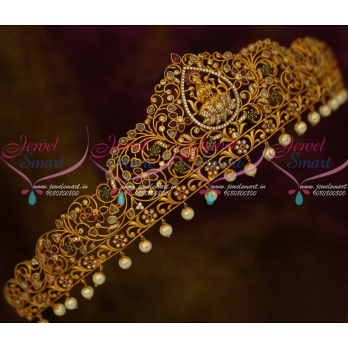 H13591 Matte Gold Plated Temple Vaddanam Latest Traditional Bridal Jewelry Designs Shop Online