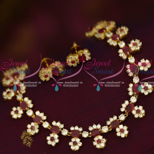 NL13826RW Ruby White Semi Precious Stones Traditional Look Short Necklace Shop Online