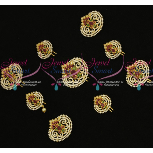 H13715 AD Multi Colour Stones Hair Decoration Jada Bridal Jewelry Separate Pieces Set Online