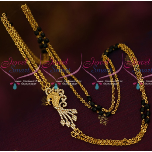 C13775 Crystal Black Beads Retta Vadam AD Peacock Mugappu Traditional South Indian Jewelry