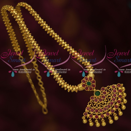 NL12179 South Indian Jewellery Attiga Design Flexible Chain Pendant Multi Colour Stones Gold Plated Collections