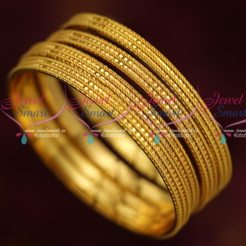 B13878 3 Line Veni 4 Pcs Set Gold Covering Jewelry Casual Wear South Indian Collections