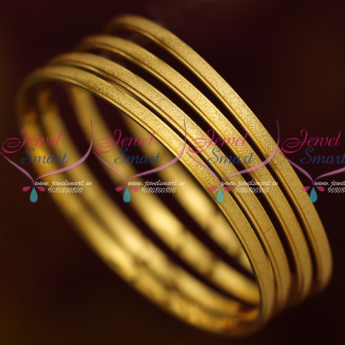 B13888 4 Pcs Plain Smoothly Finished Daily Wear Gold Covering Jewelry Fancy Bangles Online